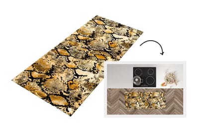 Keukenloper - Loper keuken - Dierenprint - Goud - Slang - Schubben - 120x50 cm - Keukenloper vinyl