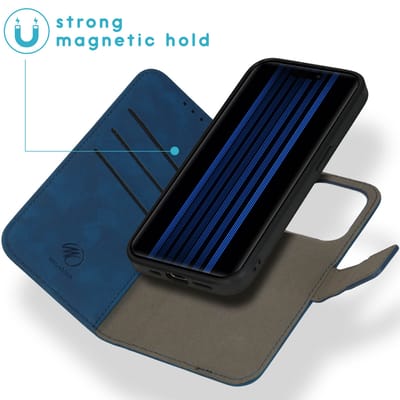 imoshion Hoesje - Geschikt voor Apple iPhone 15 Pro - Uitneembare 2-in-1 Luxe Bookcase - Blauw
