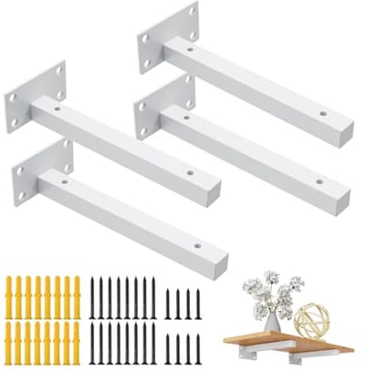Metalen Plankdragers voor Wandmontage, Drijvende Planken voor Industrieel Gebruik, Hoekplanken van Ijzer voor Creatieve Projecten, Wit (20 cm)