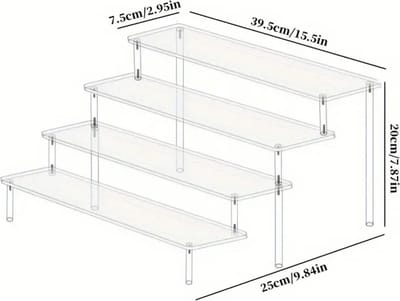 Flavers - make up organizer ,40 cm display riser rek, 4-traps acryl riser displaystandaard ,transparante acryl organizer, tafelrek voor make-uptafel, cupcake, parfum, skincare, cosmetica, sieradenstandaard, display standaard, presentatie standaard,