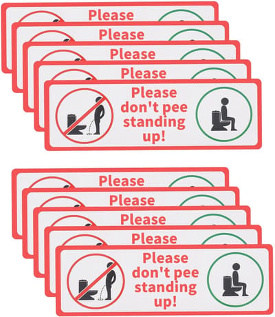 Toilet Herinnering Stickers - Niet Plassen Stickers - Hygiënisch Toilet Gebruik - Waterbestendig PVC Materiaal - 15x5 Cm - Rood Wit