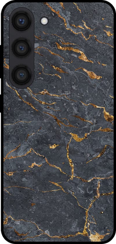 Smartphonica Telefoonhoesje voor Samsung Galaxy S23 met marmer opdruk - TPU backcover case marble design - Goud Grijs geschikt voor Samsung Galaxy S23