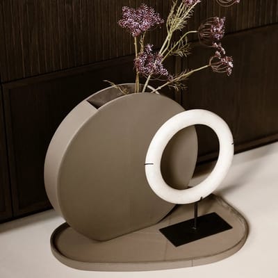 Chamada Eva leren vaas effen large taupe