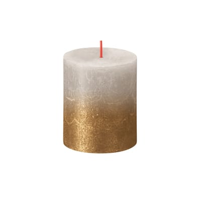 Bolsius - Rustiek stompkaars - Fading metallic - 80/68 - 1 Stuk - Sandy Grey + Gold