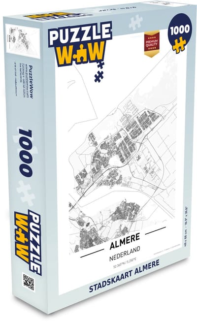 Puzzel Stadskaart Almere - Legpuzzel - Puzzel 1000 stukjes volwassenen - Plattegrond