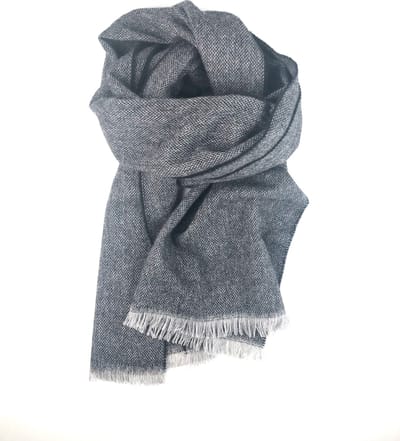 LON semi-effen sjaal - 100% kasjmier - zwart/grijs - 205 x 42 cm - Extreem zacht - Licht van gewicht - Ademend - Vochtregulerend - Neutraliseert geur - Natuurlijke antibacteriële eigenschappen - Made in Germany