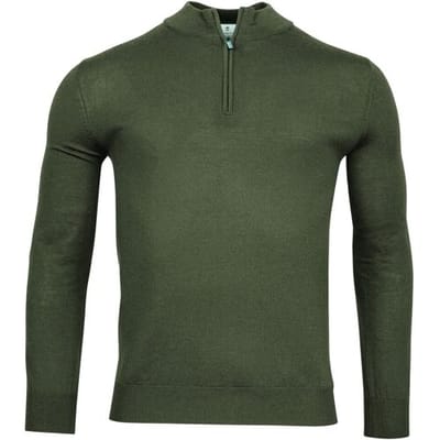 Thomas Maine Trui Fine Merino Skipper Half Zip Single Knit Donker Groen / male