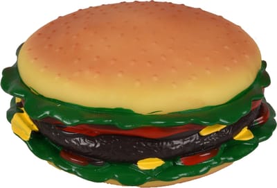 Flamingo Vinyl Big Hamburger - Hondenspeelgoed - 15 cm - Bruin