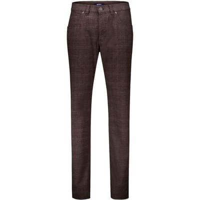 Gardeur Broek Bill-3 Check Pattern Soft Touch Donker Bruin / male