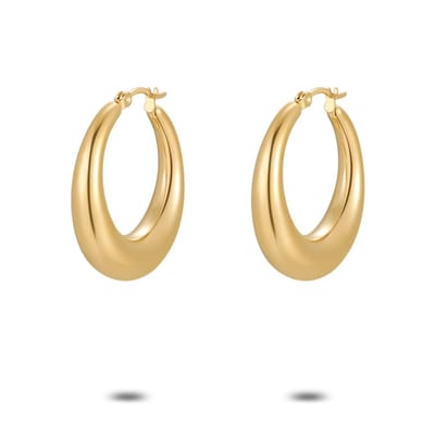 Twice As Nice Oorbellen in goudkleurig edelstaal, oorringe, 33 mm