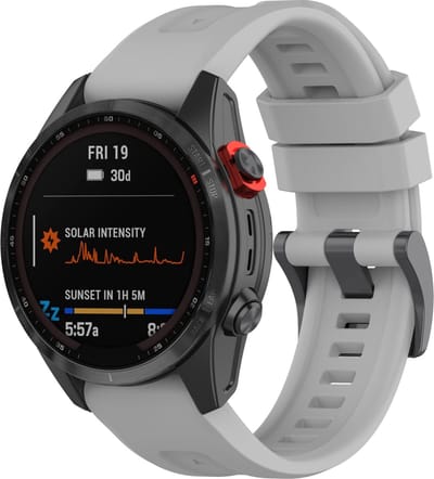 By Qubix - Geschikt voor Garmin bandje - 26mm Quickfit - Siliconen sportbandje - Grijs - Geschikt voor Garmin Fenix 7X / 6X / 5X