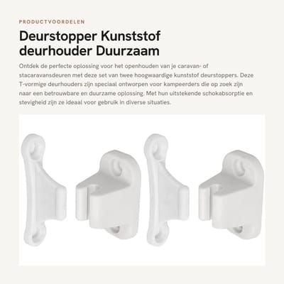 Dailygoods- Deurstopper 2-delige set - Kunststof - T-vormige deurhouder - 35 mm/48 mm gatafstand - Schokabsorberend - Voor caravans - Deurstoppers