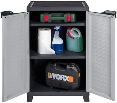 ApexArte® Tuinkast - Tuinkist - Tuinkasten voor Buiten - Tuinberging - Kunststof - Zwart en Grijs