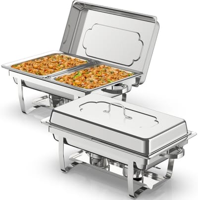 Chafing Dish Set - Voedselwarmer Buffet - Eten Warm Houden - Roestvrij Staal - 9 Liter - Zilver
