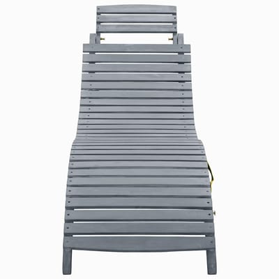 vidaXL - Ligbed - met - kussen - massief - acaciahout - grijs