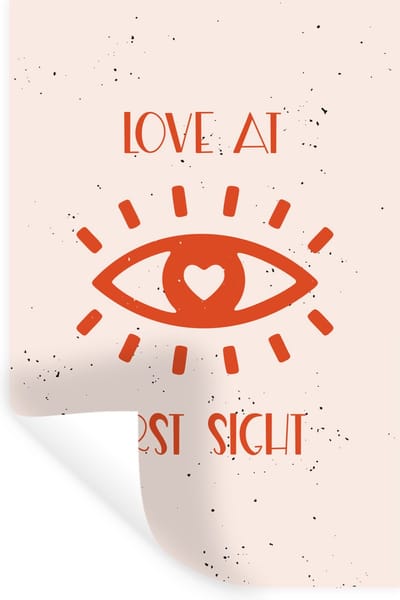 Muurstickers - Sticker Folie - Love at first sight - Spreuken - Quotes - Koppel - 40x60 cm - Plakfolie - Muurstickers Kinderkamer - Zelfklevend Behang - Zelfklevend behangpapier - Stickerfolie