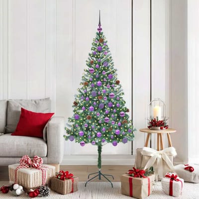 vidaXL - Kunstkerstboom - met - 300 - LED - Groen - 180 - cm - PVC - en - Staal