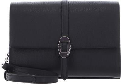 COCCINELLE Leren Schoudertas Dorian Mini Bag Grained Leather Noir Zwart