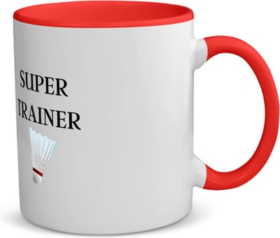 Akyol - super trainer koffiemok - theemok - rood - Sport - coach - badminton - trainer - geschenk - verjaardag - love gift - 350 ML inhoud
