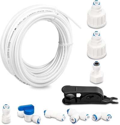 EXCITAT Watertoevoerslang voor koelkast - Universele waterzuiveraaraccessoire - Aansluitset voor koelkast - Waterinlaatconnector - Geschikt voor omgekeerde osmose