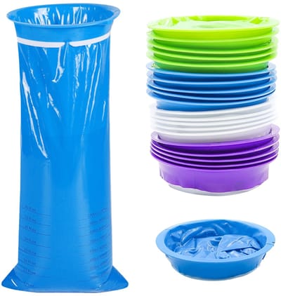 Afvalzakken set van 20 - 1000 ml wegwerpzakken - met ring voor gebruiksgemak - ideaal voor onderweg - ShopVlot