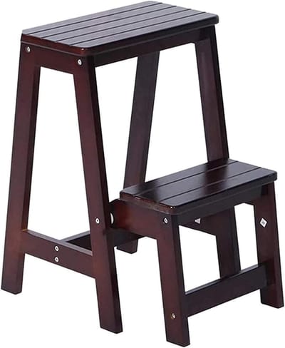 Opklapbare Houten Kruk - Huishoudelijke Ladder Stoel - Bereiken van Hoge Planken - Versterkte Poten - 2 Treden - Groen