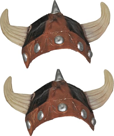 Funny Fashion - Viking helm - 2x - bruin/beige - latex - volwassenen