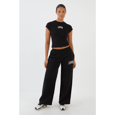 Dames Dsgn Studio Joggingbroek Met Luipaardapplicatie En Rechte Pijpen | Zwart | Maat: XL
