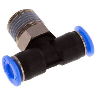 4mm x R1/8'' inline T-stuk Messing/PBT Insteekfitting Buitendraad Draaibaar Compact Ontwerp NBR [2 Stuks]