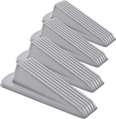 Oneay Deurstopper set van 4 stuks – Rubber deurwig met sterke antislip grip – Stapelbaar en geschikt voor alle vloertypes – Veilig voor kinderen en huisdieren – Grijs
