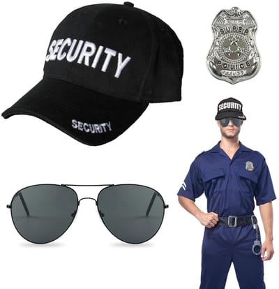 Dailygoods- Politiekostuum 3-delige set - Veiligheidshoed - Zonnebril - Politie-badge - Politiepet - Rollenspel accessoires - Politieoutfit