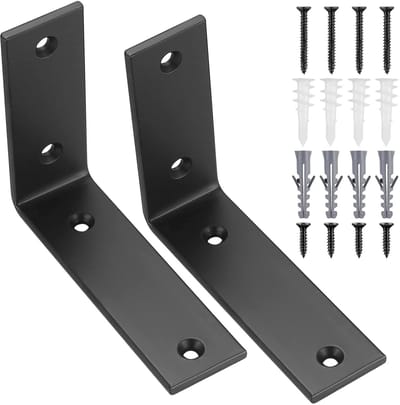 IMstore - Shelf Holder - Hoeksteun - Sterk en duurzaam - Zwart - Metalen hoeksteun - Geschikt voor houten planken - Set van 2