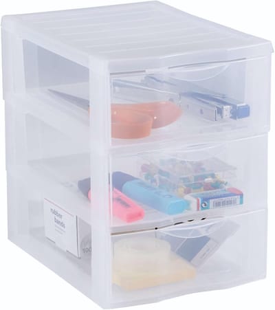 Famanu - Ladetoren met 3 transparante A5 laden compact opbergsysteem voor kantoor en thuis