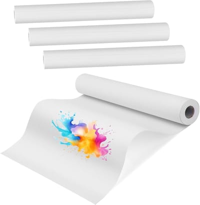 4 Rollen 25m x 44cm Wit Tekenpapier voor Kunst, Schilderen en Schetsen, Perfect voor Cadeauverpakking en Creatieve Projecten