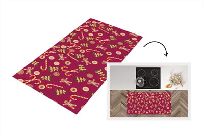 Keukenloper - Loper keuken - Kerst - Zuurstok - Peperkoek - Patronen - 120x60 cm - Keukenloper vinyl