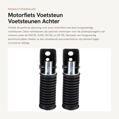Dailygoods- Voetsteun Achter - Duurzaam Aluminiumrubber - Geschikt voor GN125/QJ25/GS125/GT125-5 - Antivibratie - Slijtvast - Elegant Ontwerp - Motorfiets Voetsteunen
