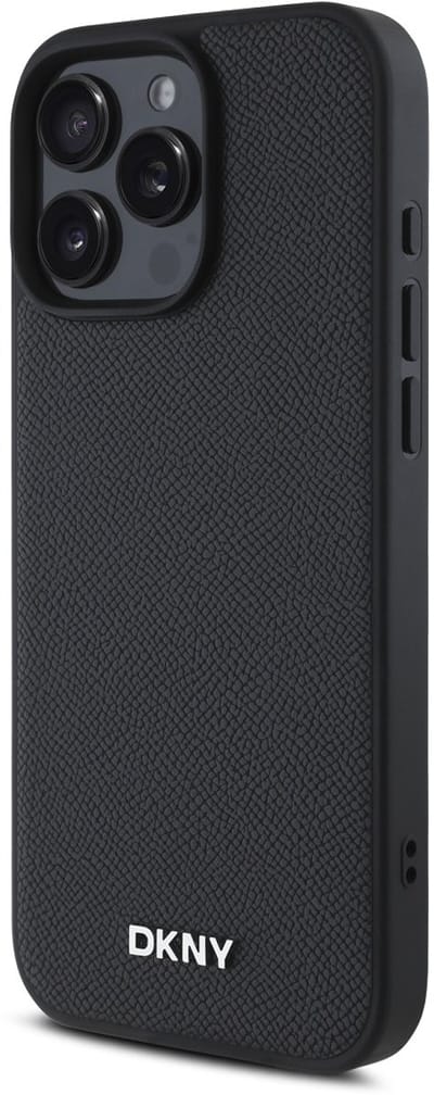 DKNY, Hoesje geschikt voor iPhone 16 Pro - MagSafe Elegant met Metalen Logo, Zwart