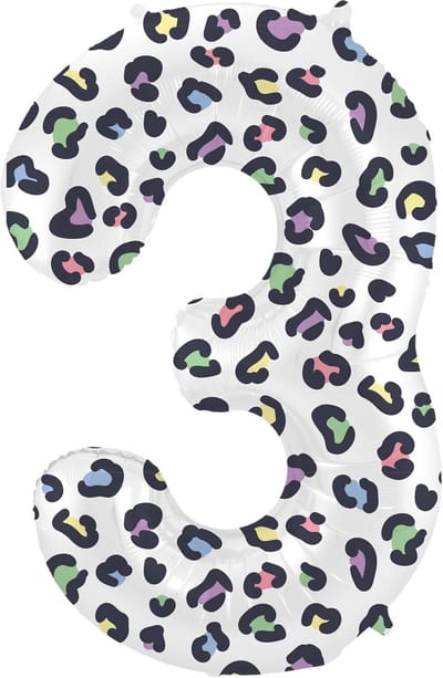 Folieballon cijfer 3 - 86 cm - zwart-wit