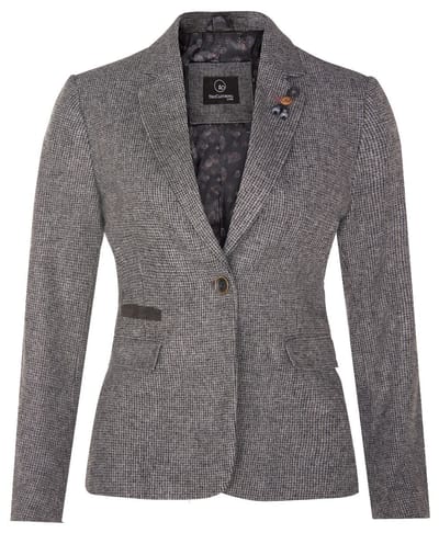 Dames Tweed jaren 1920 visgraatgrijze blazer
