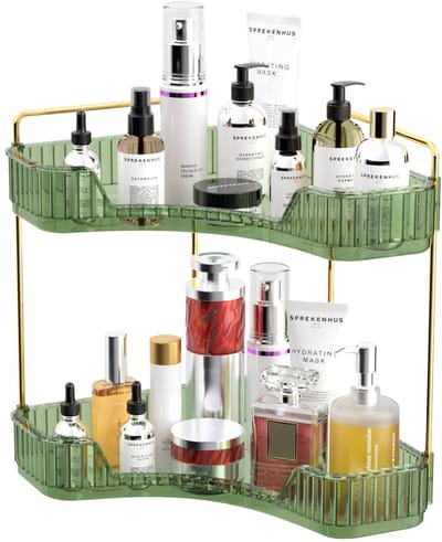 Unyqoos ® Stijlvolle Groene Schoonheidsorganizer voor Make-up en Cosmetica met Ruime Opslagmogelijkheden