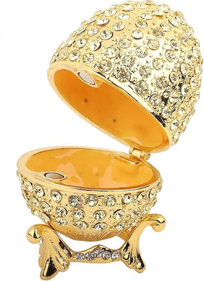 Famanu – Sieraden Opbergdoos - Vintage Goud Ei Stijl Sieraden Snuisterijdoosje voor Ketting Armband Trinket Desktop Decor Geschenken - voor Ringen Oorbellen Ketting Schatkist Organizer