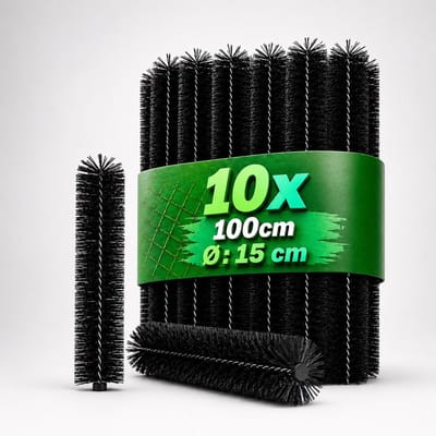 Kern Solar Dakgootborstel - Dakgootbeschermer - 10 meter totaal - 10 stuks - Ø15cm - Dakgootborstel / Bladvanger / Vogelwering / Dakgoot-Egel / Vogelwering zonnepanelen