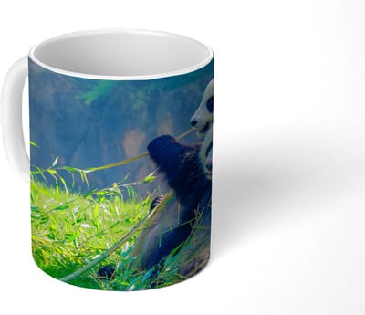 Mok - Koffiemok - Panda - Bamboe - Gras - Dieren - Mokken - 350 ML - Beker - Koffiemokken - Theemok