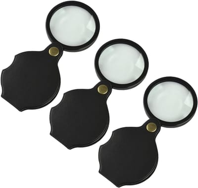 Loep- Lees Vergrootglas -Identificatie vergrootglas- 3 Stuks - 13x Vergroting - Leesloep - Mini Vergrootglas - Leesloep - Zakloep - Leesloep Voor Senioren En Slechtzienden -Hulpmiddelen voor het bekijken van sieraden- Opvouwbaar - Lens 70mm Diameter