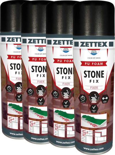 Stonefix HH Steenlijm - PU Blokkenlijm voor Stapelblokken - 4x 500 ml - Binnen & Buiten - Extra sterk - Beige