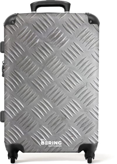 NoBoringSuitcases.com® - Koffer groot - Rolkoffer lichtgewicht - Metaalplaat met geruit reliëfpatroon - Reiskoffer met 4 wielen - Grote reis trolley XL - Luggage suitcase - Hardcase reistrolley medium - 20 kg bagage