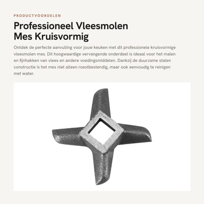 Dailygoods- Vleesmolenmes Professioneel - Vervangend Onderdeel - Kruisvormig Ontwerp - Duurzaam Staal - Roestbestendig - Geschikt voor Keukenmixers - Vleesmes