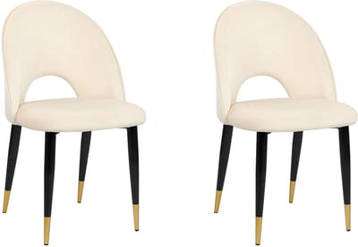 MAGALIA - Eetkamerstoelen set - Lichtbeige - Fluweel