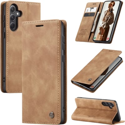Caseme Samsung Galaxy A56 Business Bookcase Hoesje Bruin