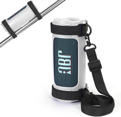 Zachte Siliconen Hoes voor Draagbare Bluetooth Speaker, Inclusief Schouderband en Fietshouder (Grijs)